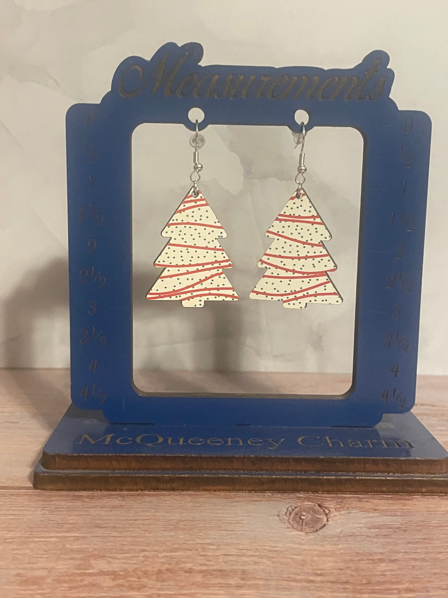 Handmade Wood Christmas Tree Shaped Earrings