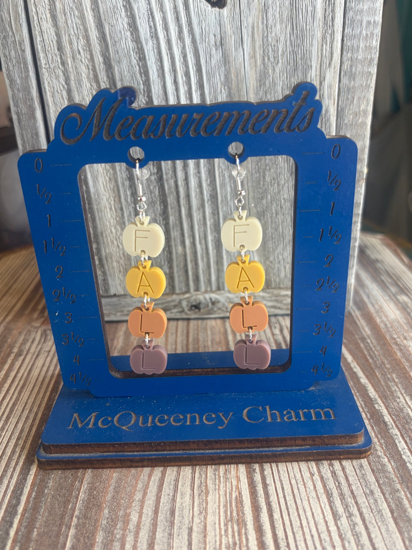 FALL Word Stacked Pumpkin Earrings | Multi-Color Acrylic Pumpkin Dangle Earrings | Lightweight Fall Jewelry