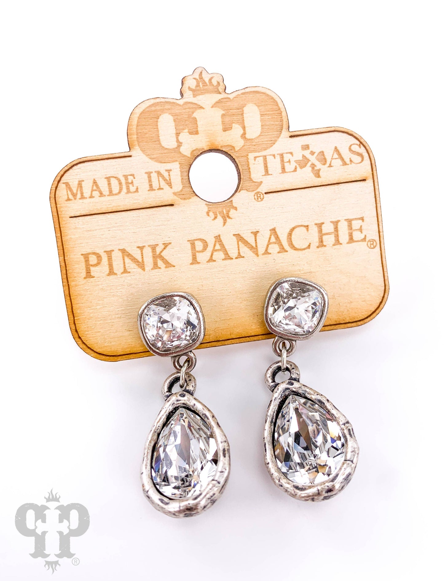Pink Panache Crystal teardrop and post earring, Austrian crystal: Silver