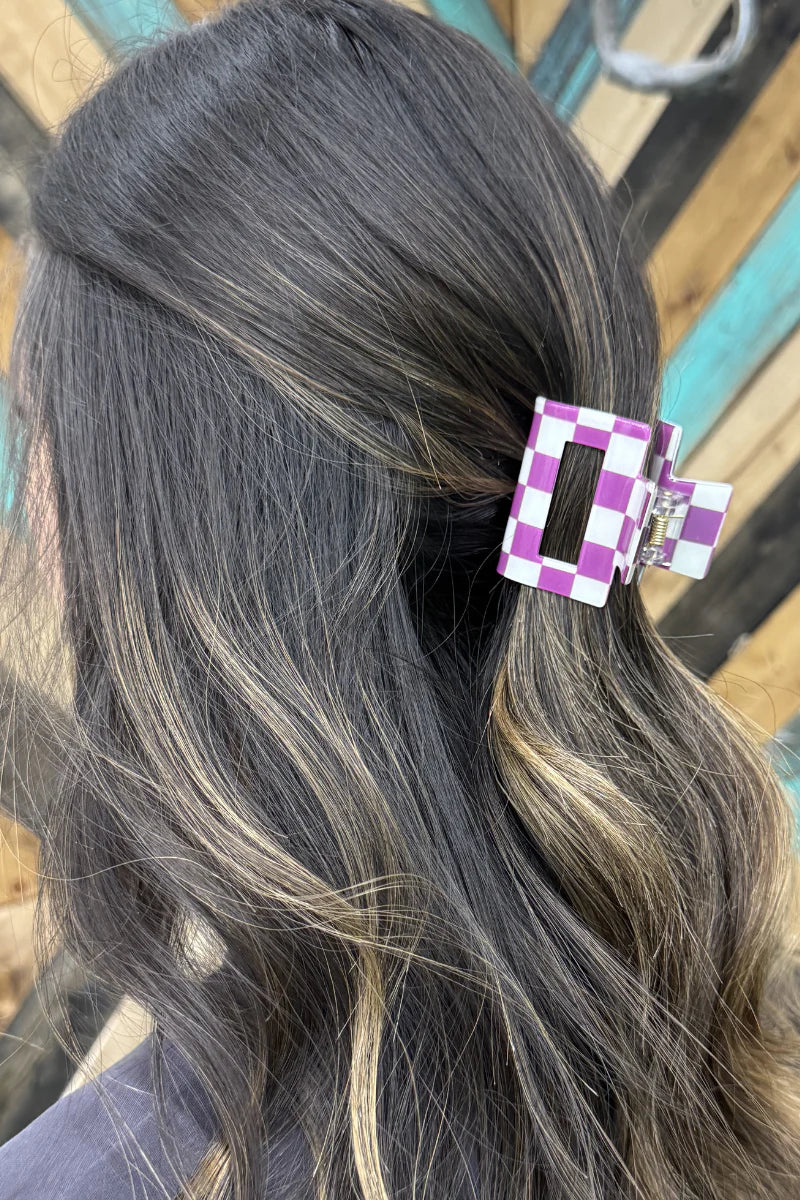 Sterling Kreek Mini Checked Funky Purple Clip