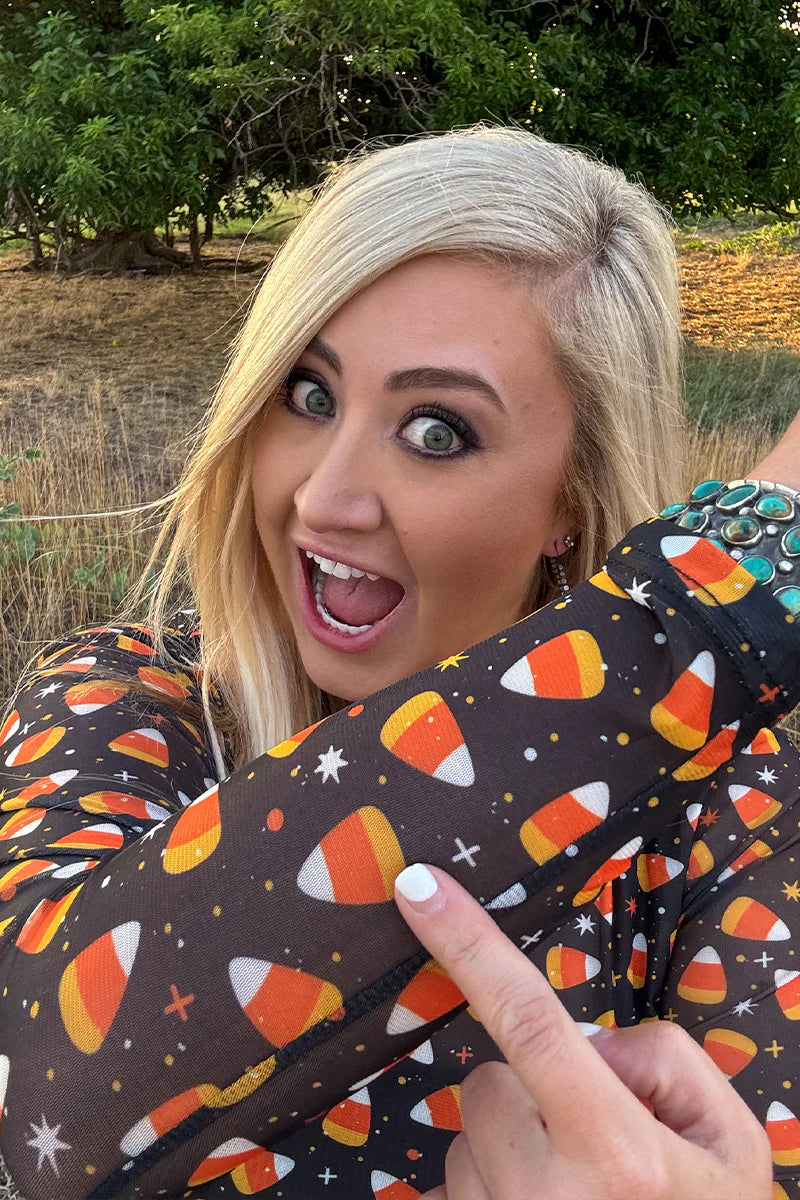 Sterling Kreek Candy Corn Corral Mesh Top