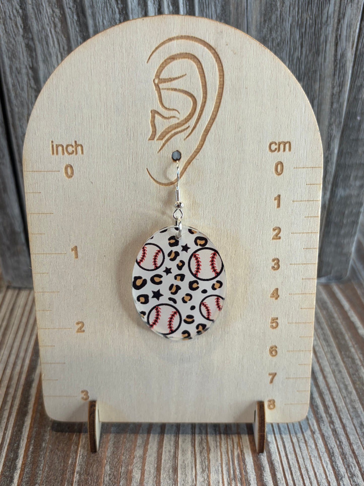 Leopard Baseball Print Acrylic Earrings