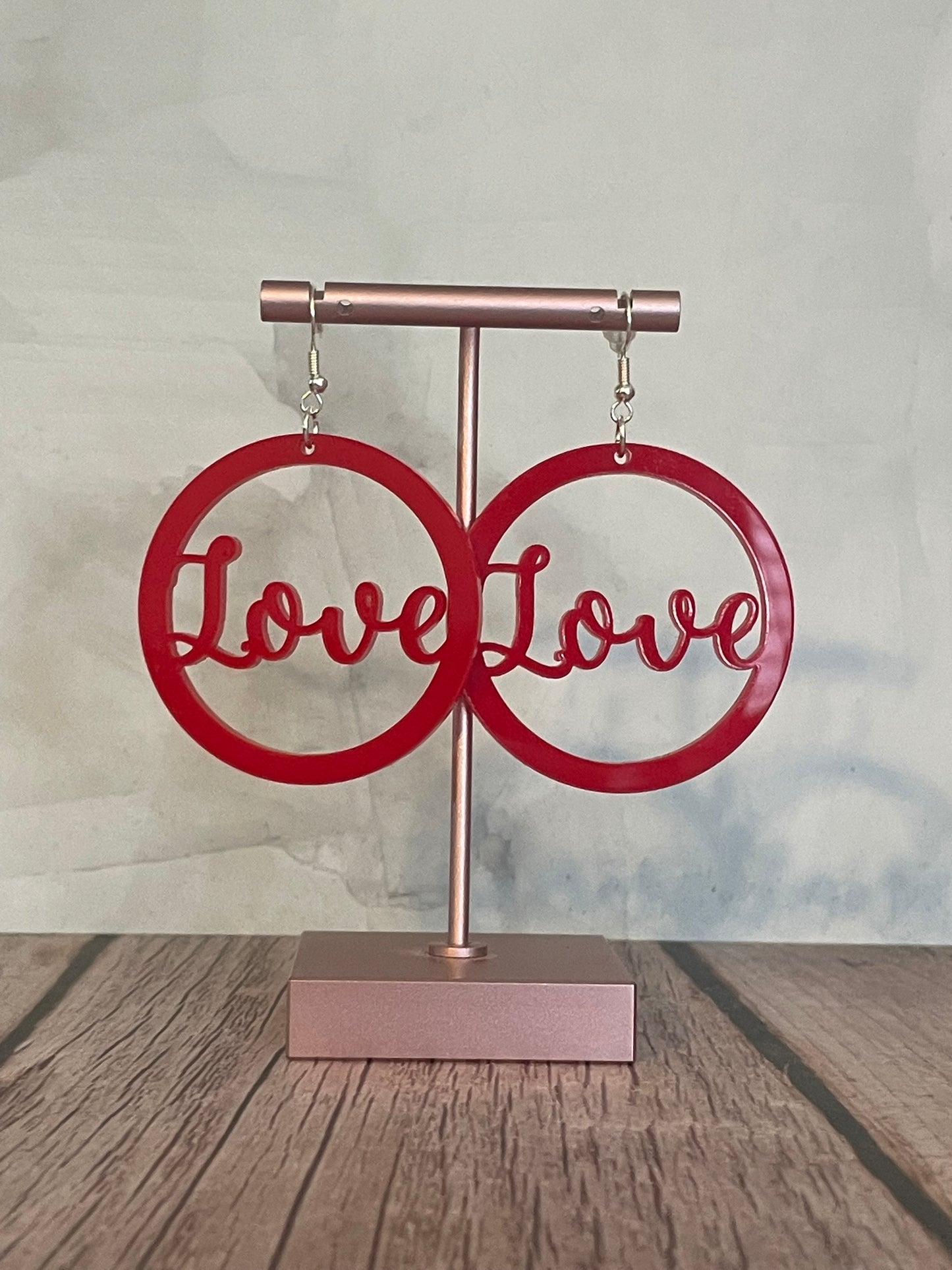 Handmade Love Red Acrylic Earrings