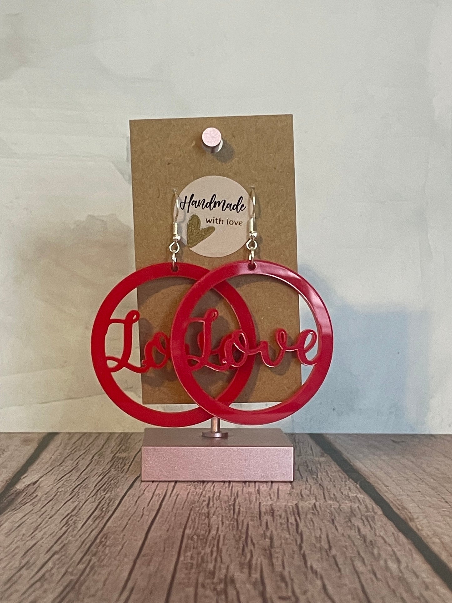 Handmade Love Red Acrylic Earrings
