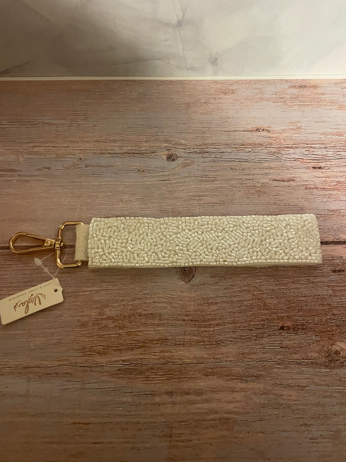 Viola Teacher Seed Bead White Wristlet Keychain