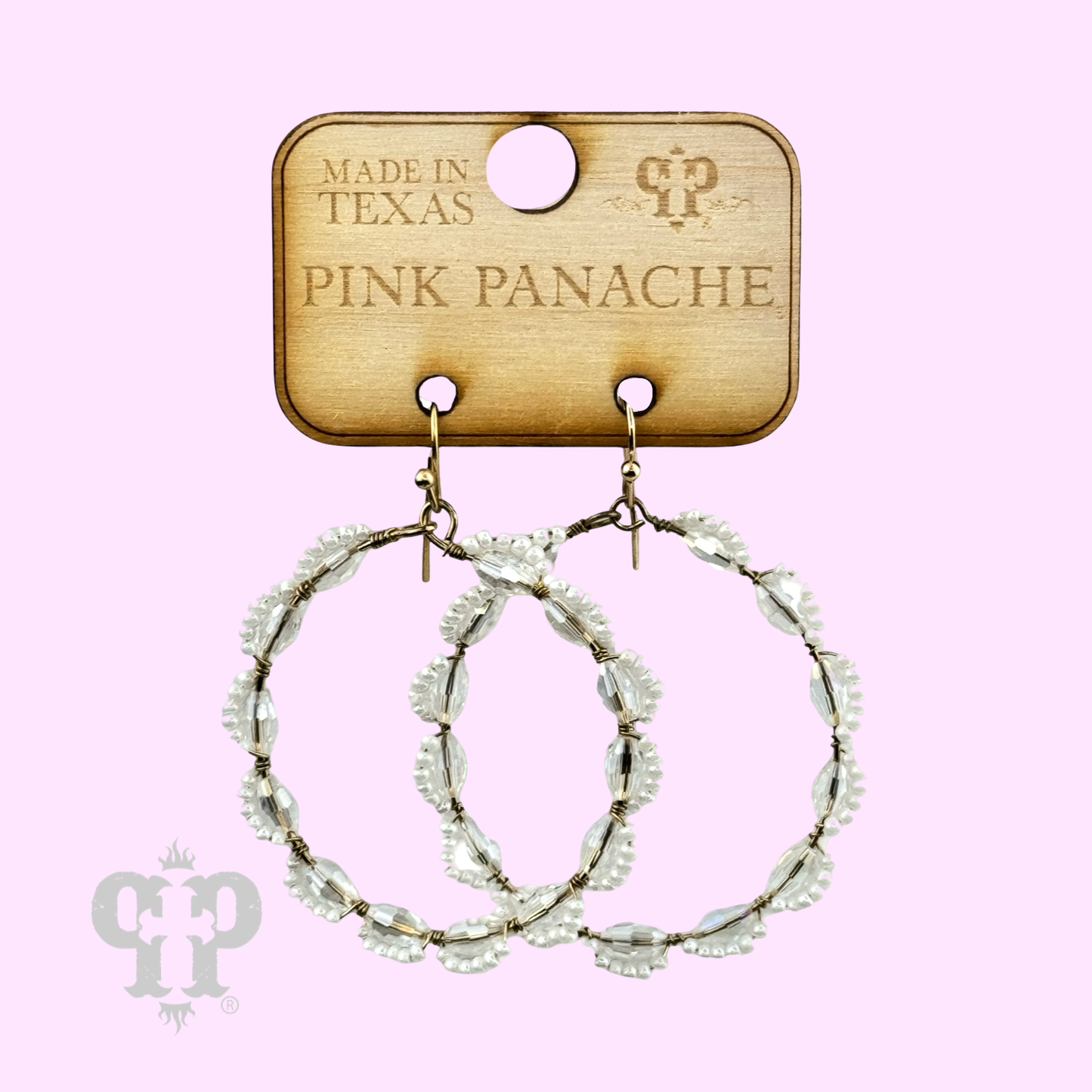 Pink Panache Bead wrapped earring LC117: White
