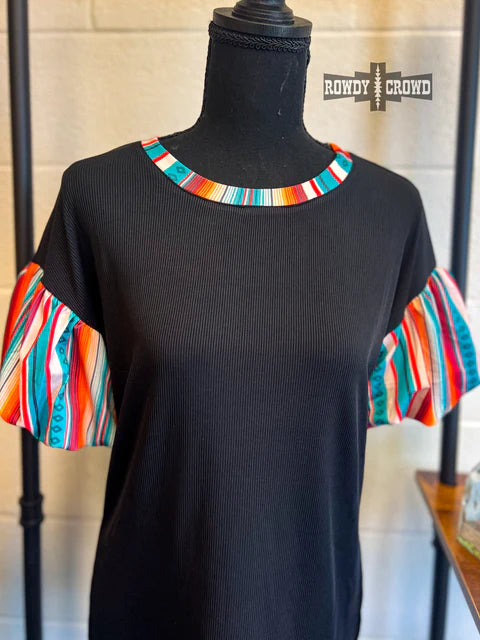 Rowdy Crowd Sunland Serape Sleeve Top