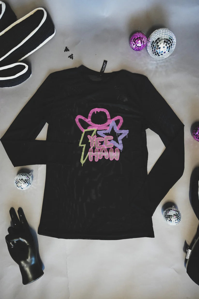 2 Fly Co. Ya Dig? Graphic Mesh Top