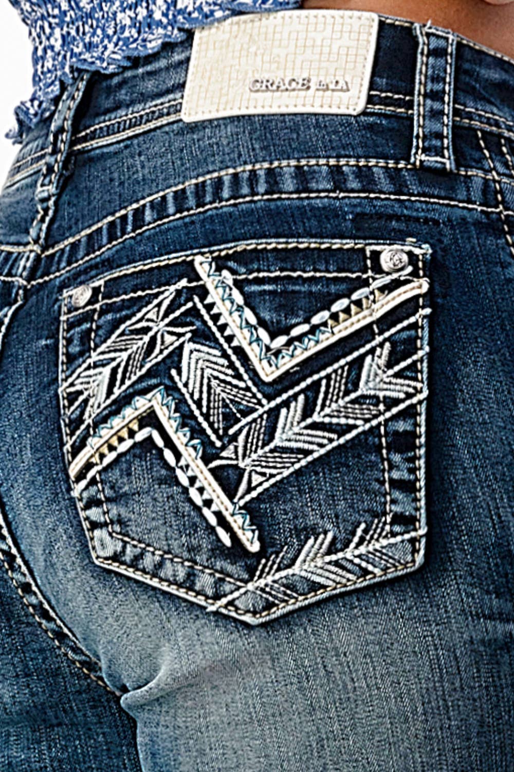 Zig Zag Stitches Embellishment Plus Size Bootcut-PB51688