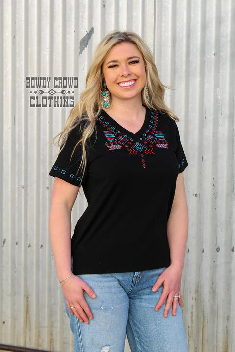Rowdy Crowd Elvira Embroidered Top