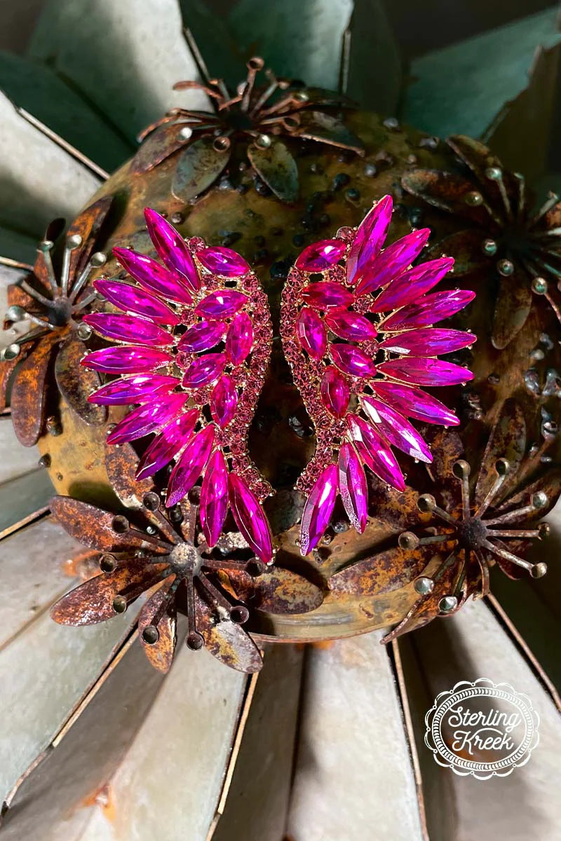 Sterling Kreek Fuschia Wing Earrings