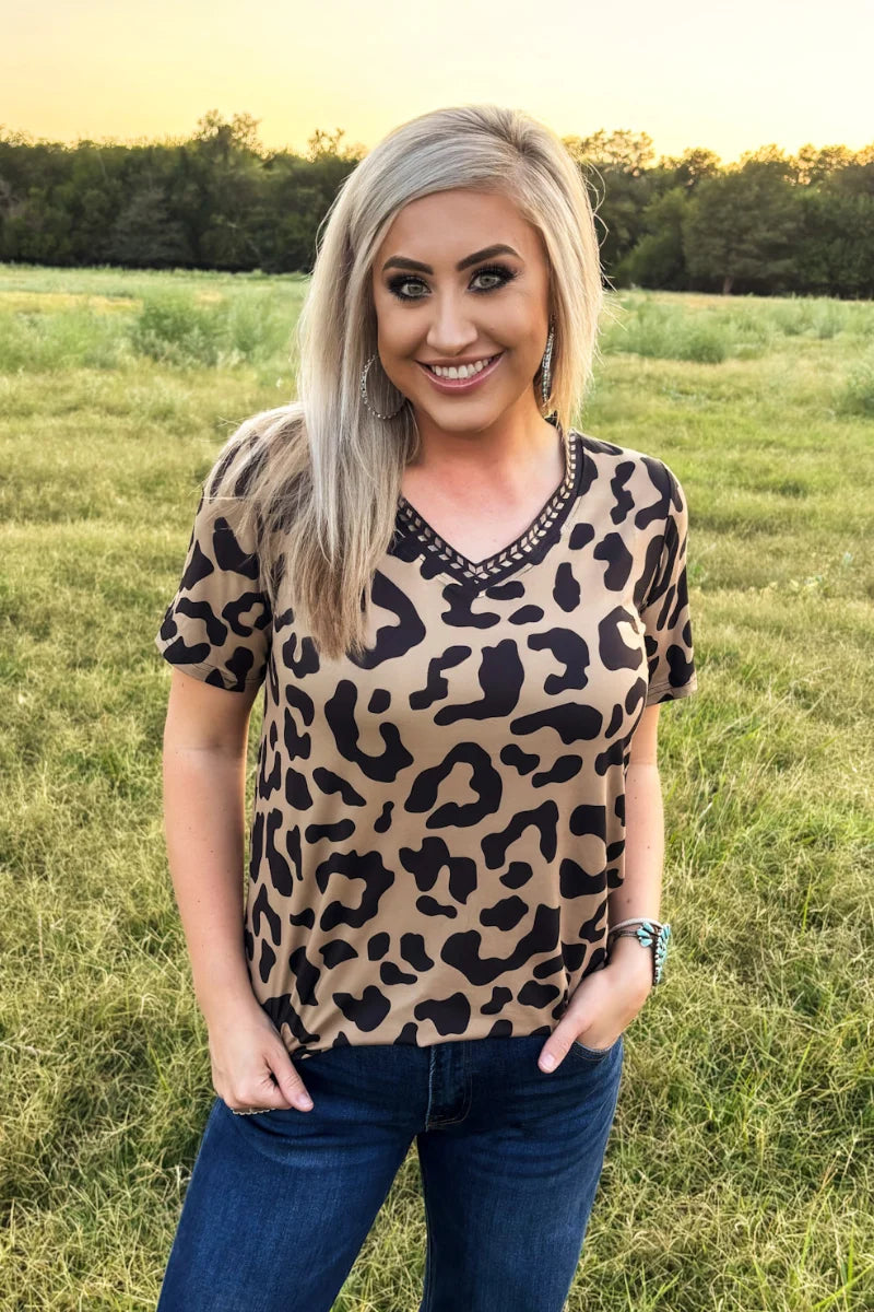 Sterling Kreek Buckstitch Leopard Top