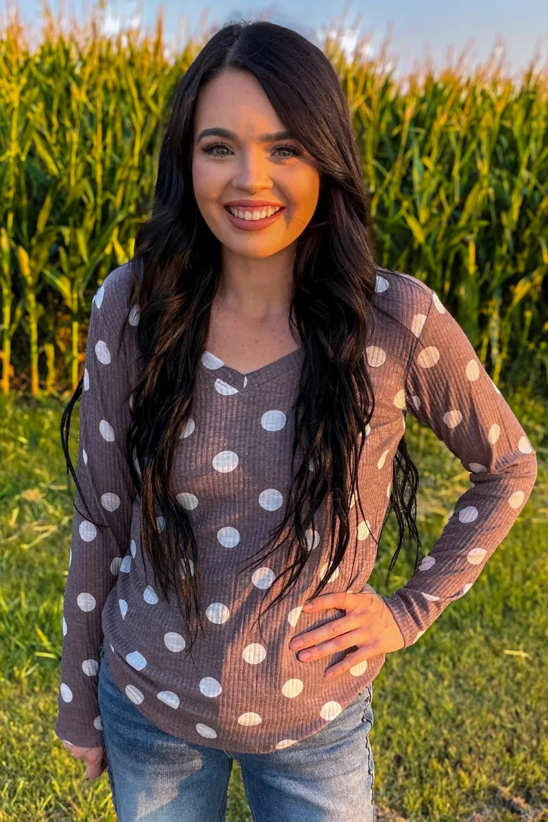 Sterling Kreek Prairie Polka Top- Chocolate