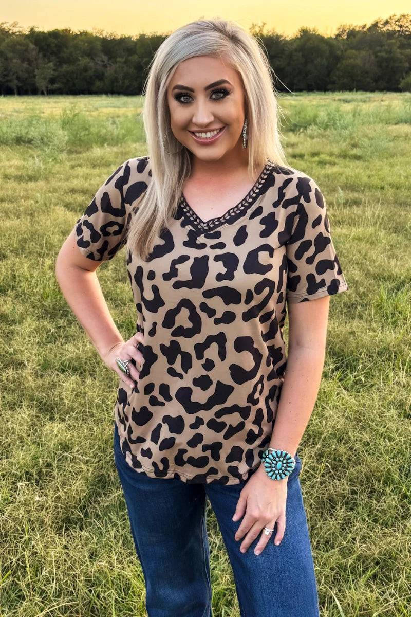 Sterling Kreek Buckstitch Leopard Top