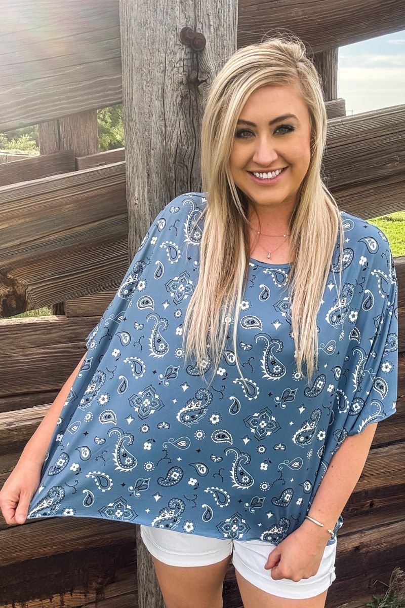 Sterling Kreek Pretty in Paisley Blue Top