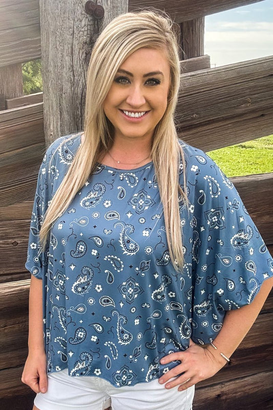 Sterling Kreek Pretty in Paisley Blue Top