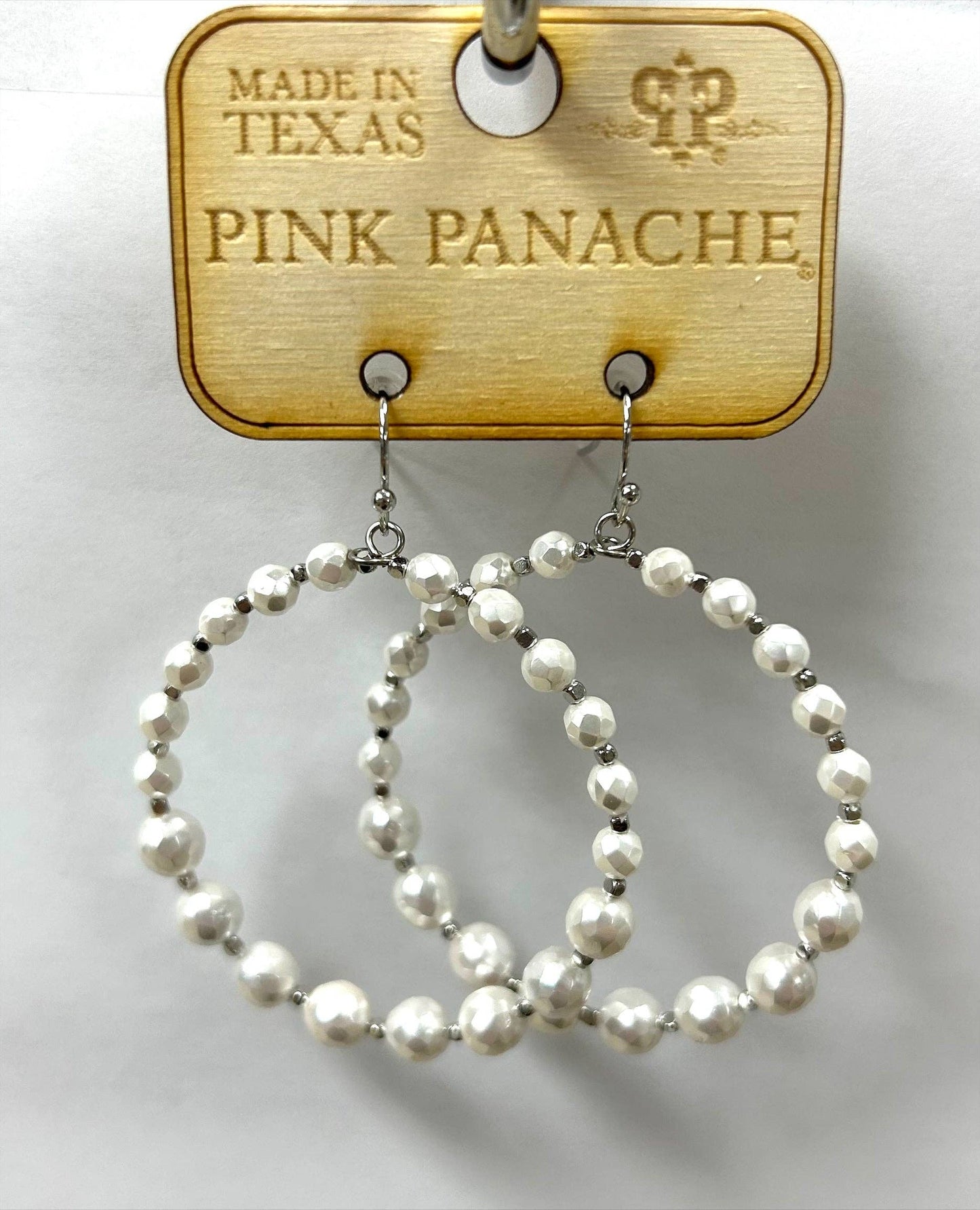 Pink Panache Faceted pearl earring 1CNC X469 - White