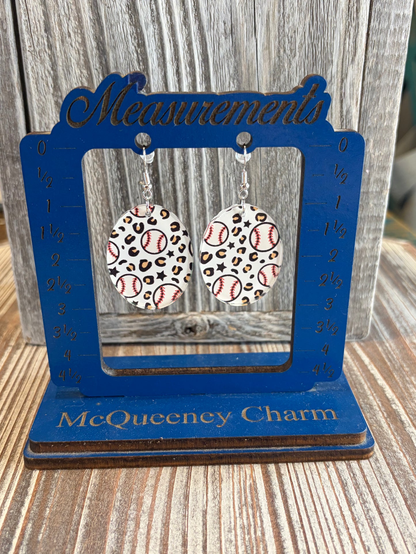 Leopard Baseball Print Acrylic Earrings