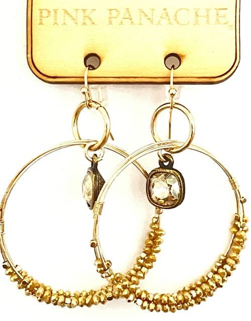 Pink Panache Gold bead circle earring 1CNC H119 - Gold