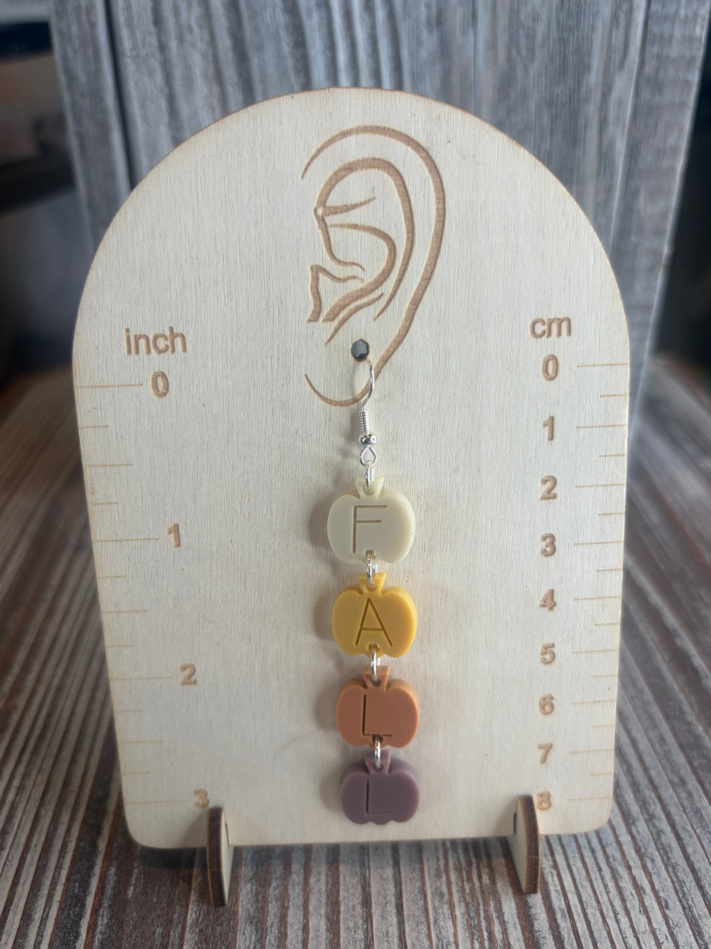 FALL Word Stacked Pumpkin Earrings | Multi-Color Acrylic Pumpkin Dangle Earrings | Lightweight Fall Jewelry