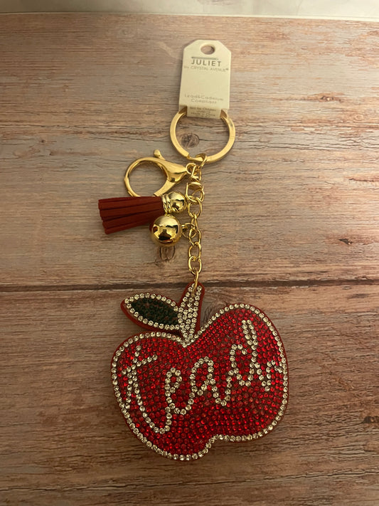 Sparkling Teach Apple Keychain