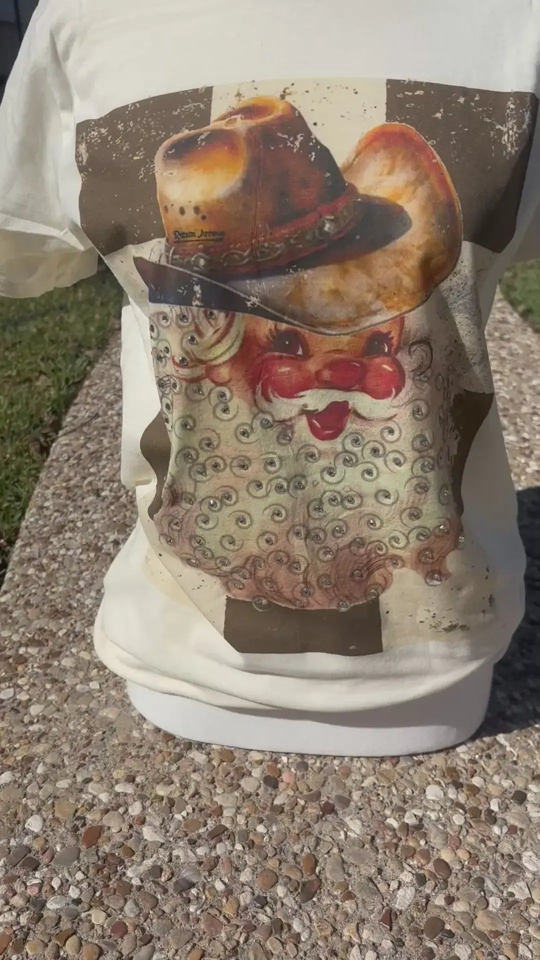 Cowboy Santa Tee: DTG Printed with Crystal Embellishments