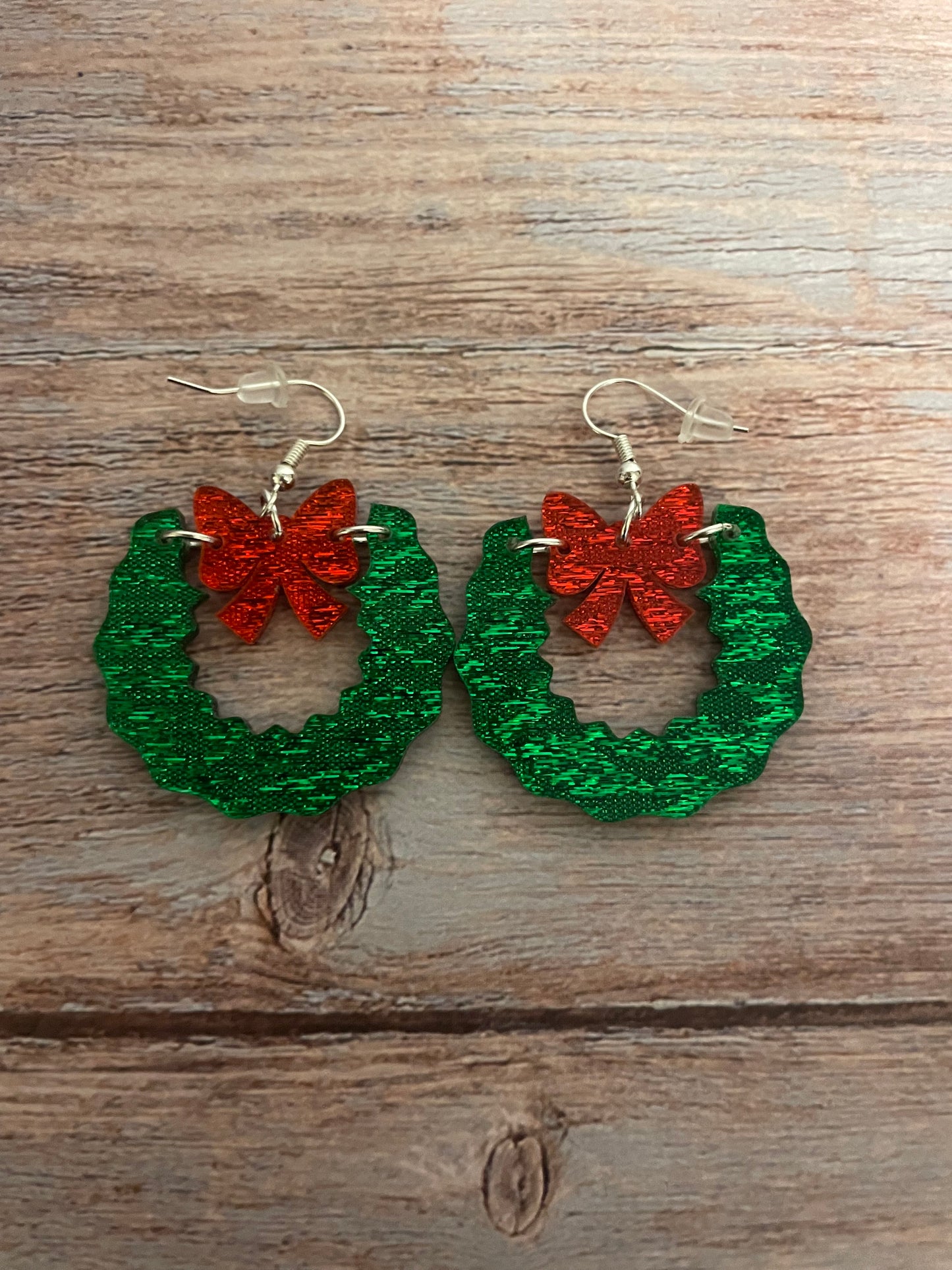 Handmade Christmas Wreath Acrylic Earrings