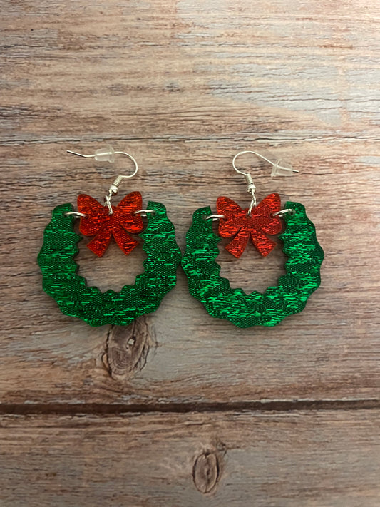 Handmade Christmas Wreath Acrylic Earrings