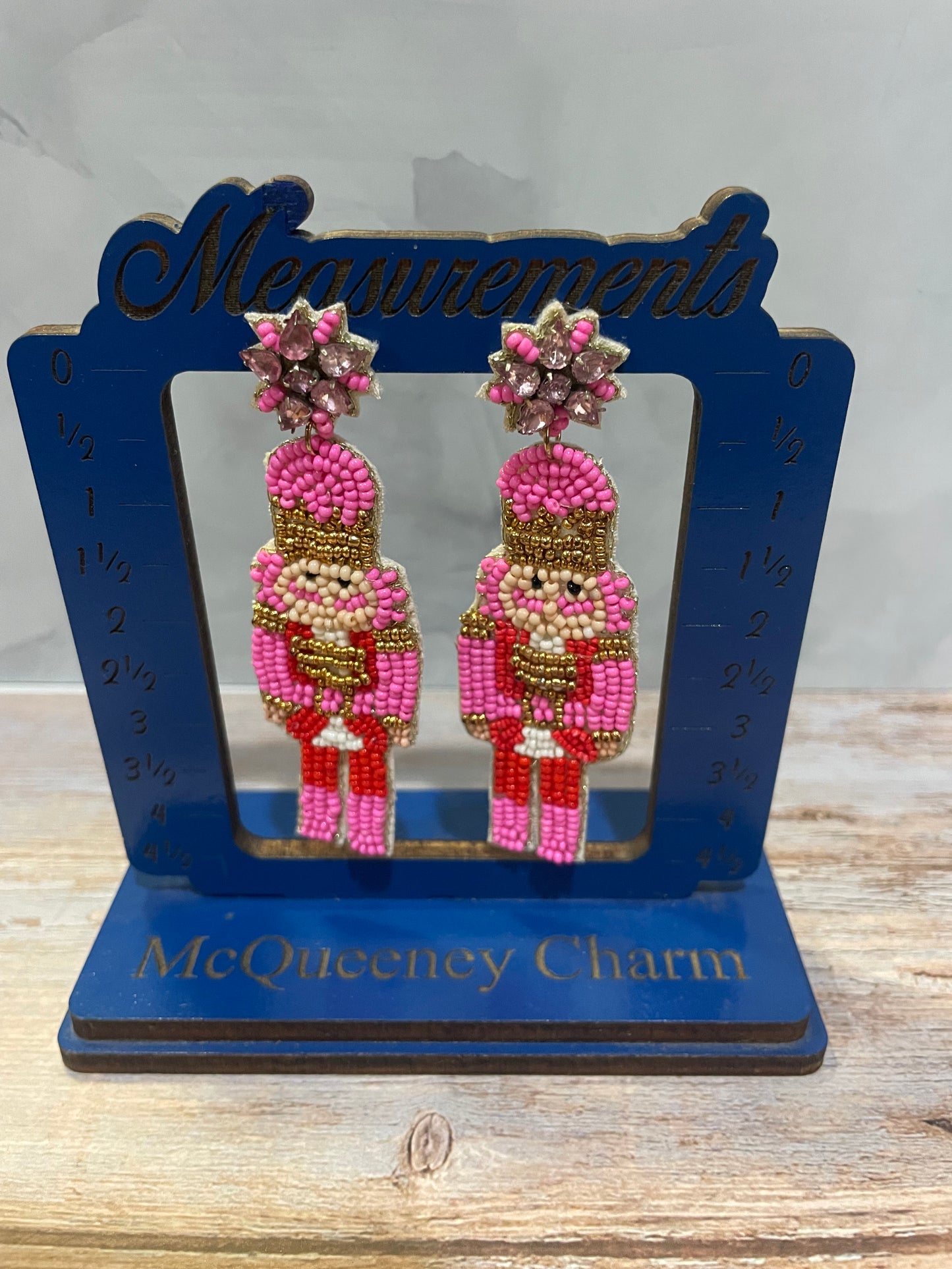 Viola Fushia Nutcracker Seed Bead Earrings