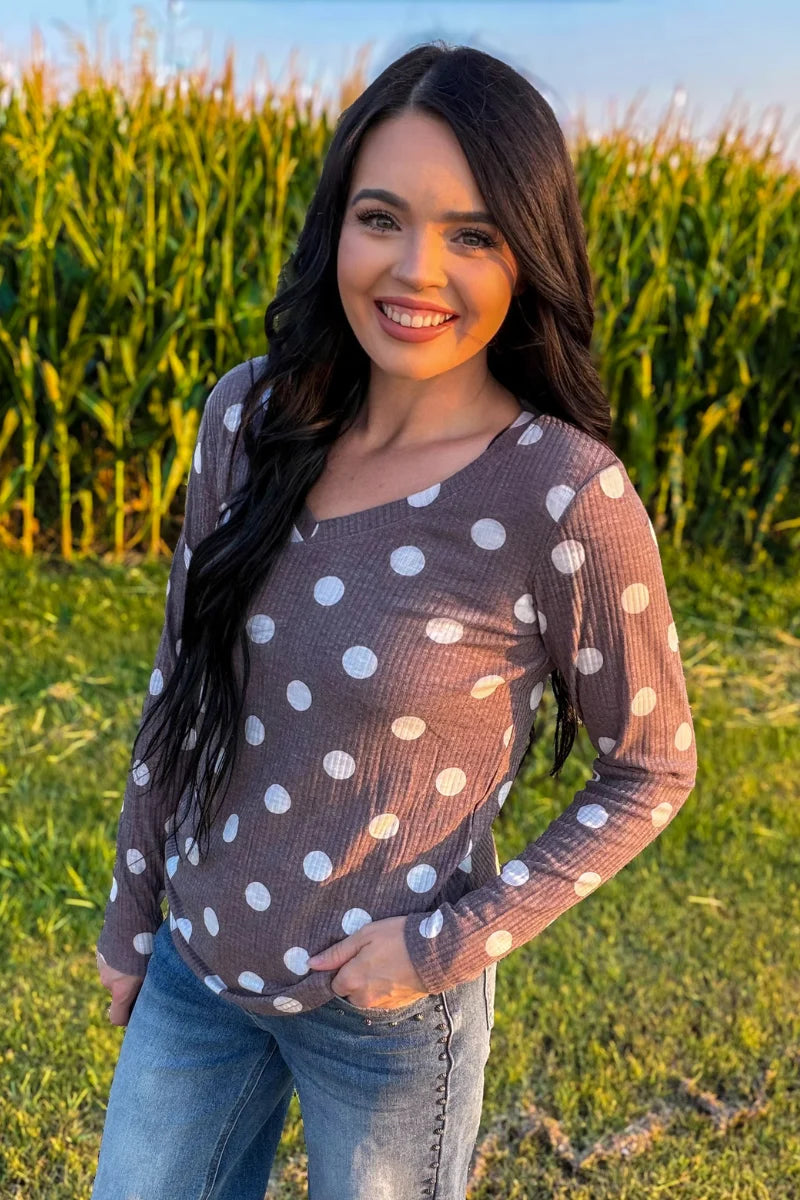 Sterling Kreek Prairie Polka Top- Chocolate