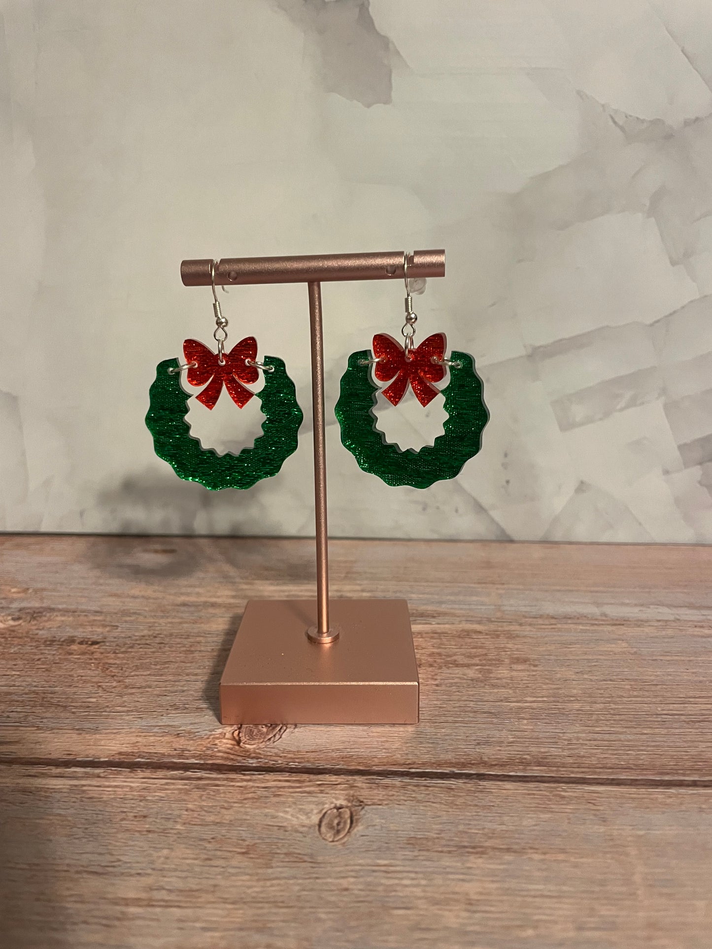 Handmade Christmas Wreath Acrylic Earrings