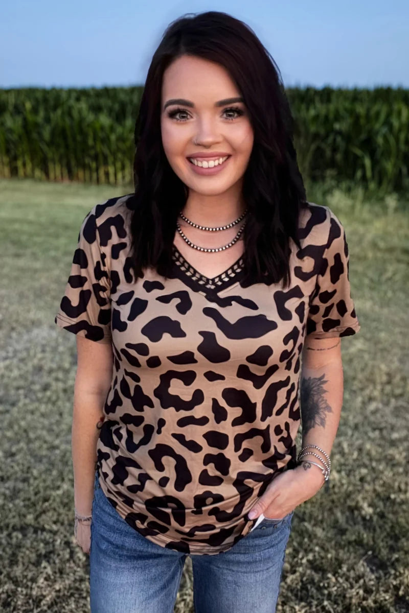 Sterling Kreek Buckstitch Leopard Top