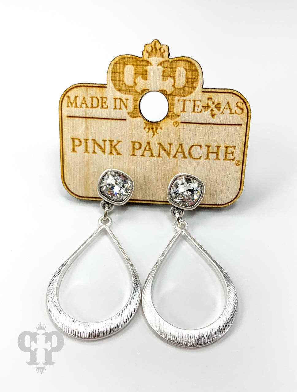 Pink Panache Textured teardrop earring 1E531: Silver