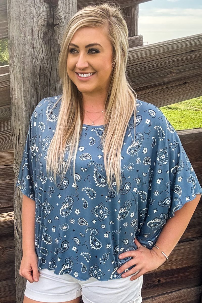 Sterling Kreek Pretty in Paisley Blue Top
