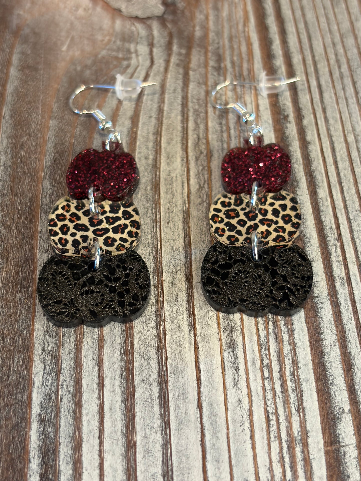 Leopard and Lace Pumpkin Acrylic Earrings | Fall Dangle Earrings | Autumn Jewelry | Thanksgiving Earrings | Boutique Fashion