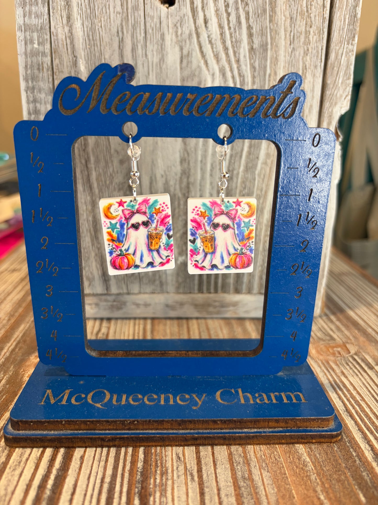 Coffee Ghost Acrylic Earrings | UV Printed Fall Halloween Jewelry