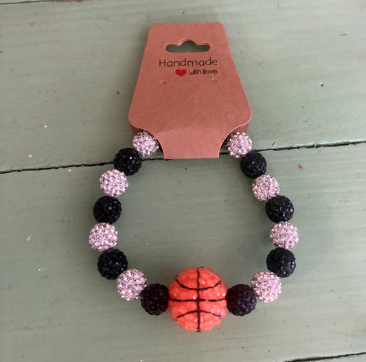 Rhinestone Bead Basketball Stretchy Bracelet