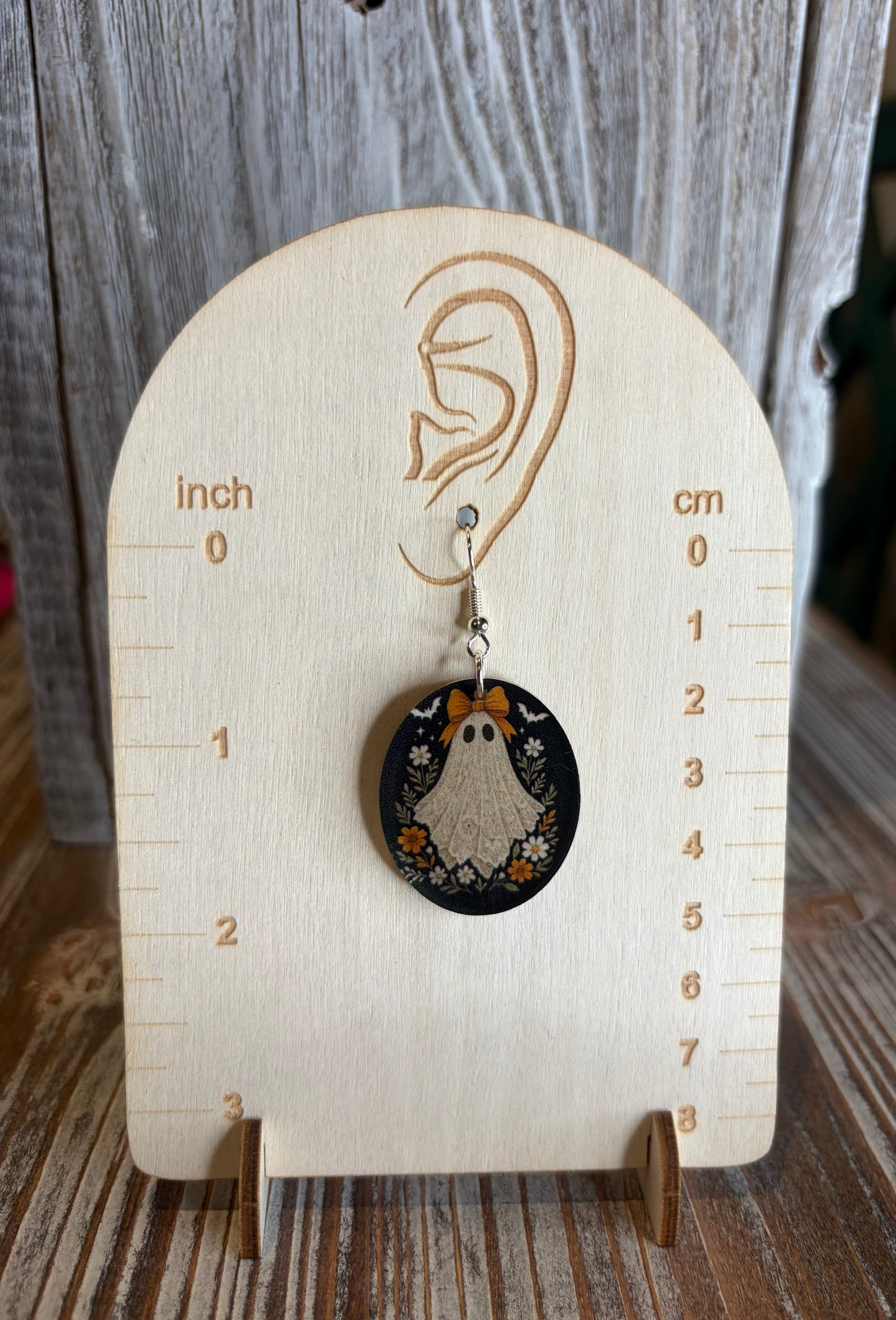 Vintage Lace Ghost Acrylic Earrings | UV Printed Dangle Halloween Jewelry
