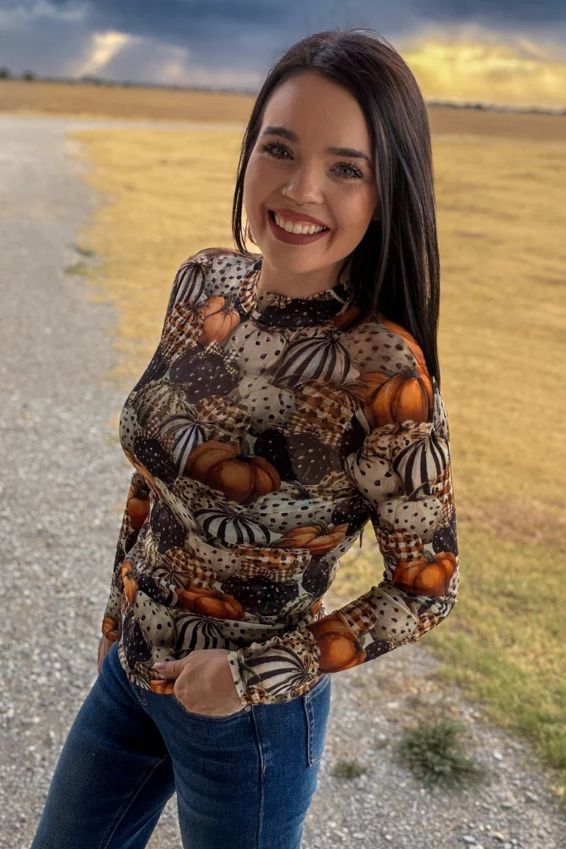 Sterling Kreek Fall Charm Mesh Top