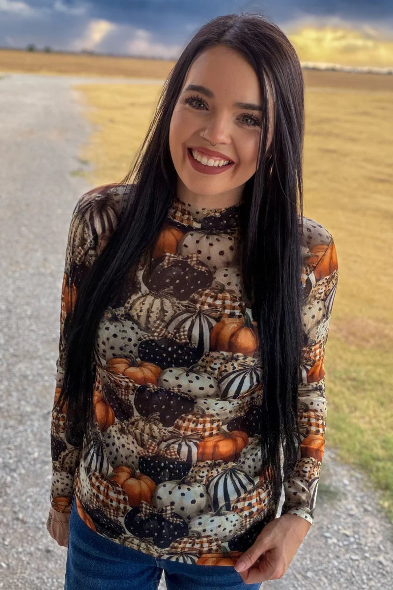 Sterling Kreek Fall Charm Mesh Top