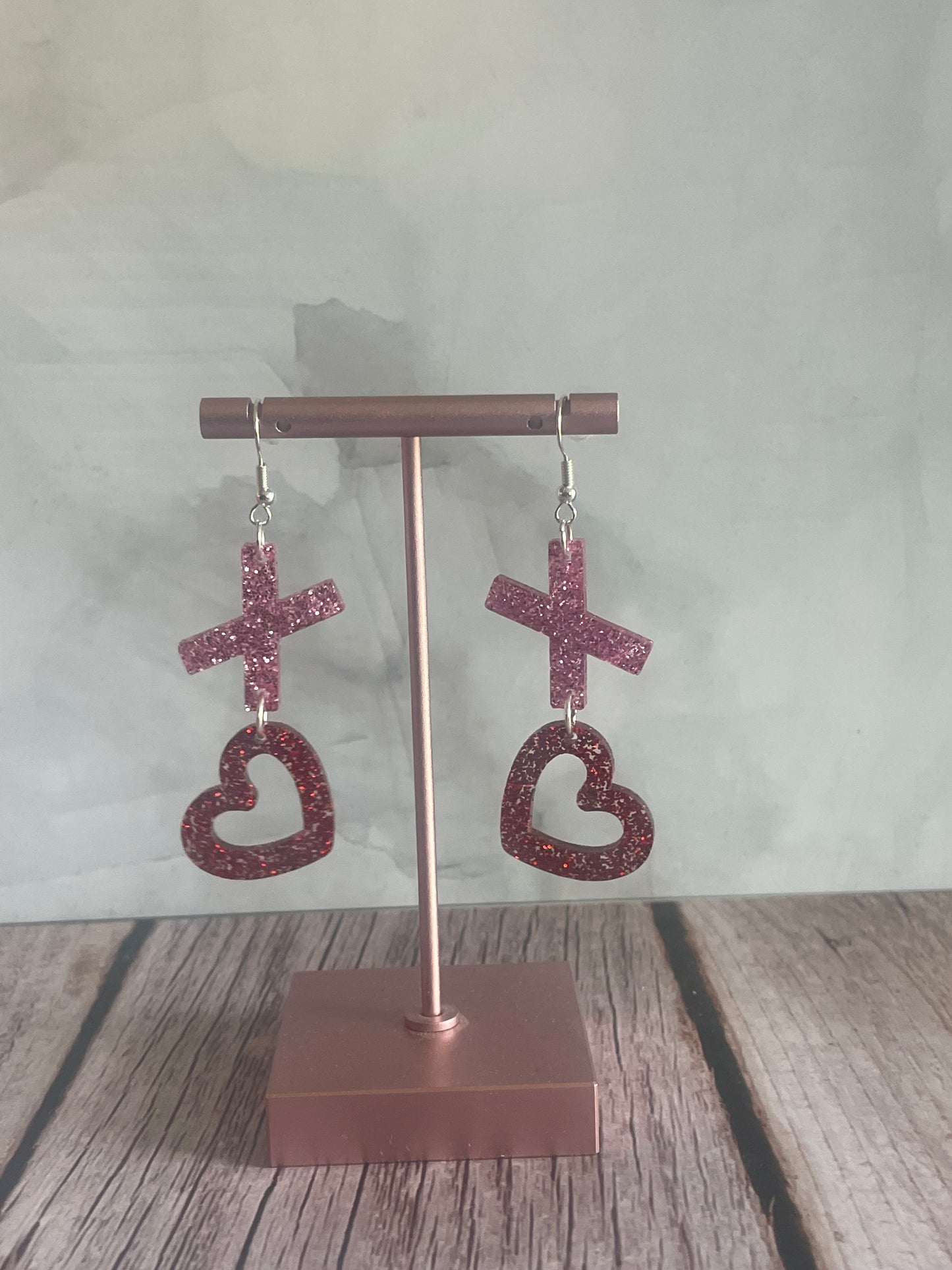 Handmade XO Heart Valentine Acrylic Earrings