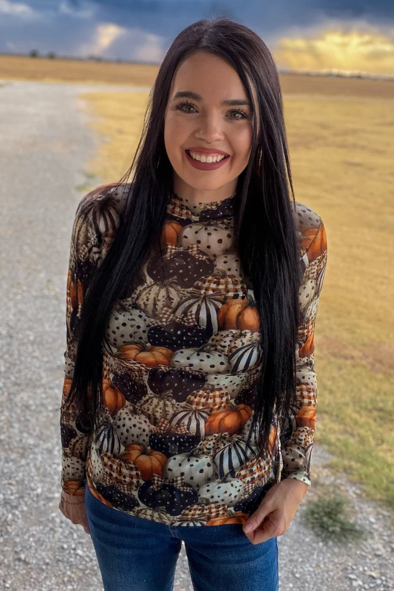 Sterling Kreek Fall Charm Mesh Top