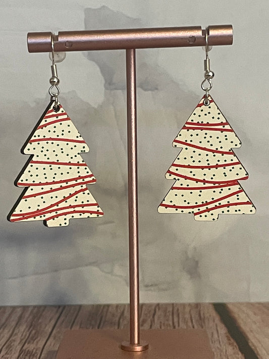 Handmade Wood Christmas Tree Shaped Earrings