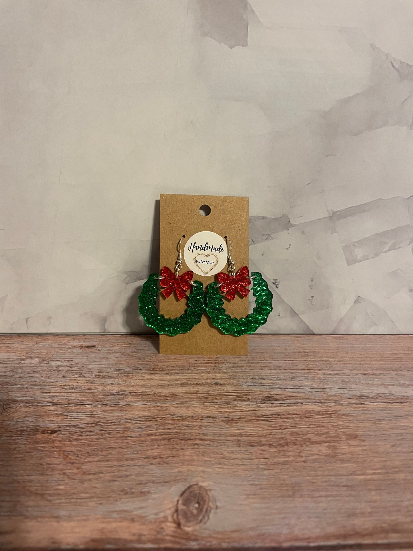 Handmade Christmas Wreath Acrylic Earrings