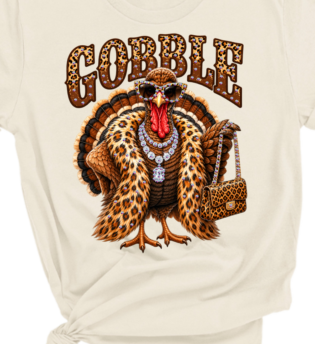 Turkey Glam Rhinestone Graphic Tee :  / Unisex Short Sleeve Tee /