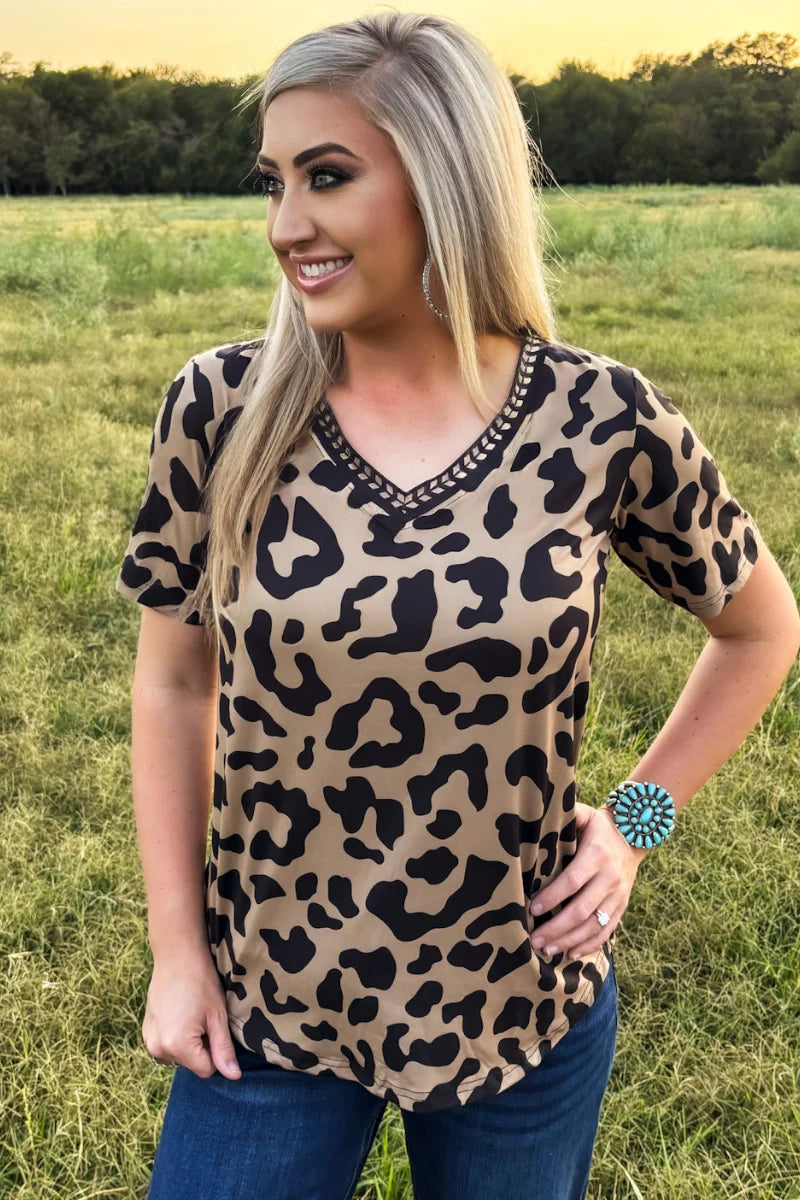 Sterling Kreek Buckstitch Leopard Top