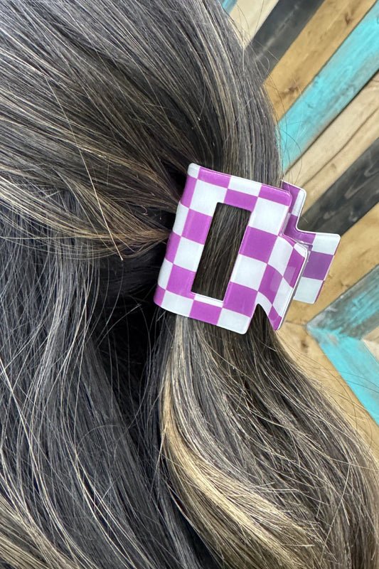 Sterling Kreek Mini Checked Funky Purple Clip