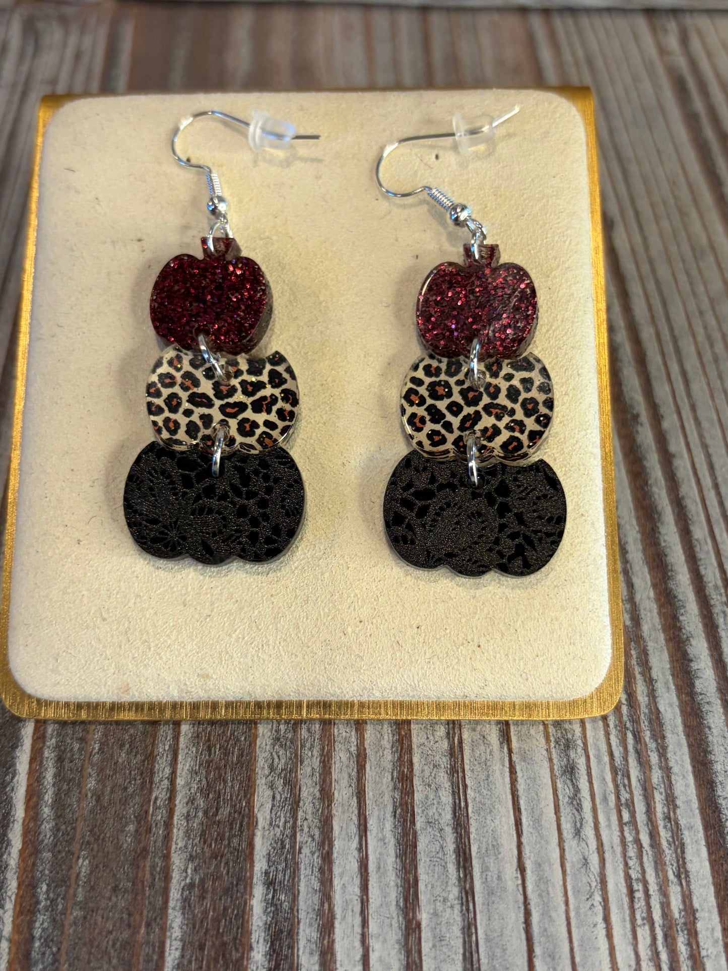 Leopard and Lace Pumpkin Acrylic Earrings | Fall Dangle Earrings | Autumn Jewelry | Thanksgiving Earrings | Boutique Fashion