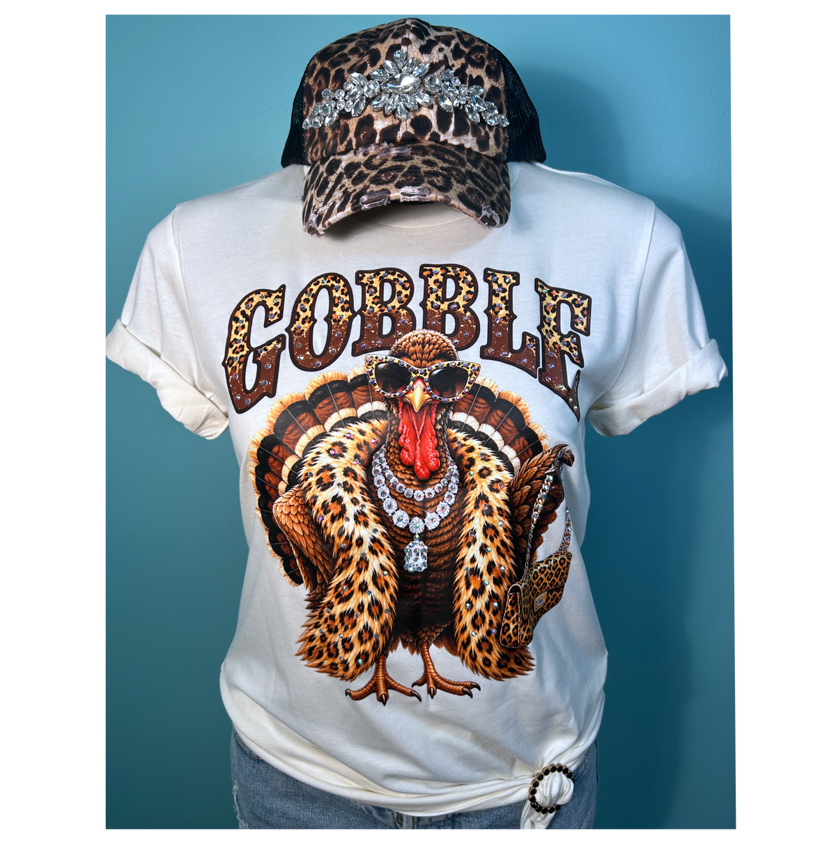 Turkey Glam Rhinestone Graphic Tee :  / Unisex Short Sleeve Tee /