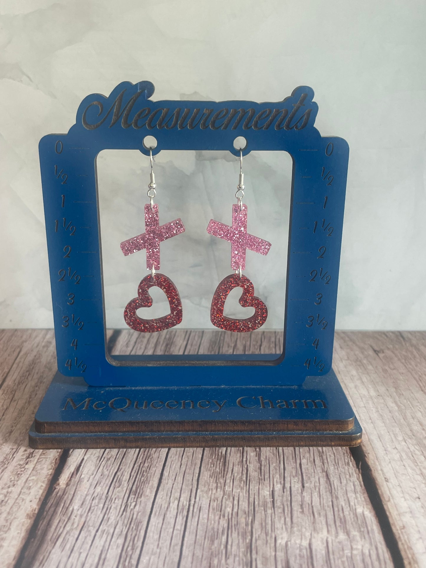 Handmade XO Heart Valentine Acrylic Earrings